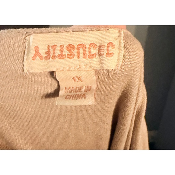 JUSTIFY Ribbed Tank Dress Beige 1X Square Neck Sleeveless Bodycon Midi - Picture 4 of 5